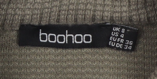 boohoo Men’s Beige Knit Zip Basic Jacket Size S Casual Regular Fit