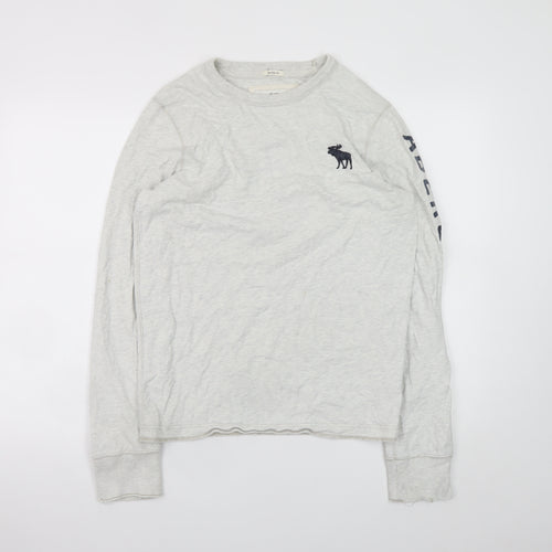 Abercrombie & Fitch Men’s Grey Long Sleeve Crew Neck T-Shirt Size S