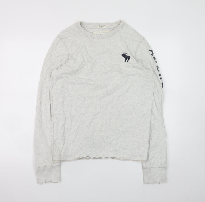 Abercrombie & Fitch Men’s Grey Long Sleeve Crew Neck T-Shirt Size S