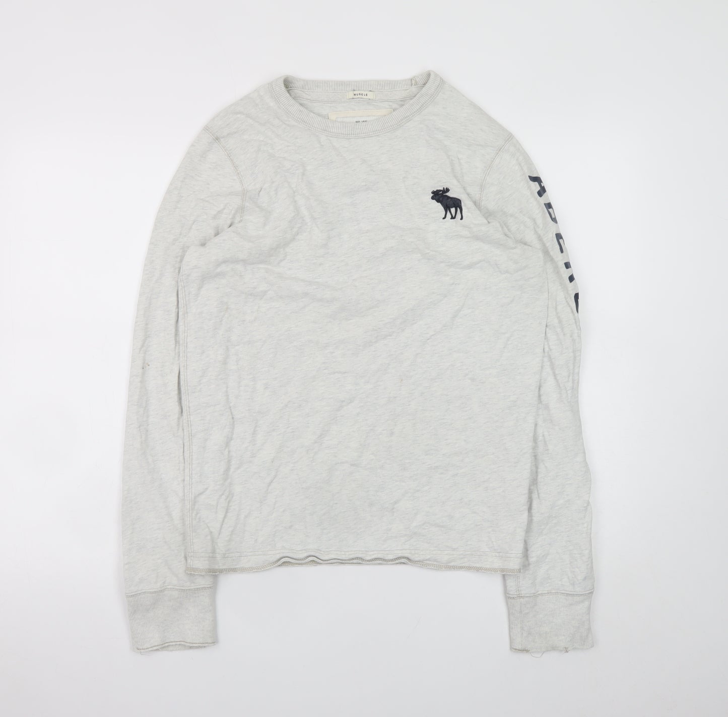 Abercrombie & Fitch Men’s Grey Long Sleeve Crew Neck T-Shirt Size S