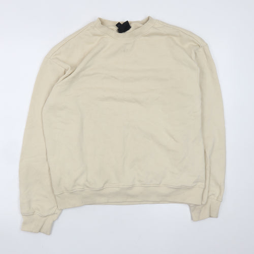 H&M Men's Beige Loose Fit Crew Neck Sweatshirt XS