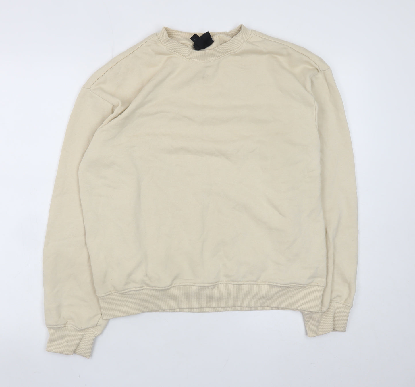 H&M Men's Beige Loose Fit Crew Neck Sweatshirt XS