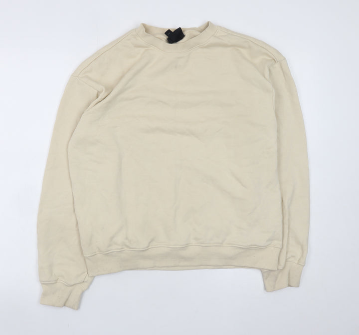 H&M Men's Beige Loose Fit Crew Neck Sweatshirt XS