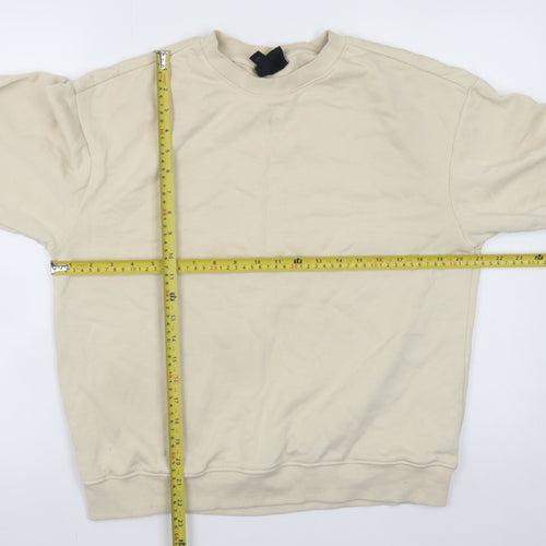 H&M Men's Beige Loose Fit Crew Neck Sweatshirt XS