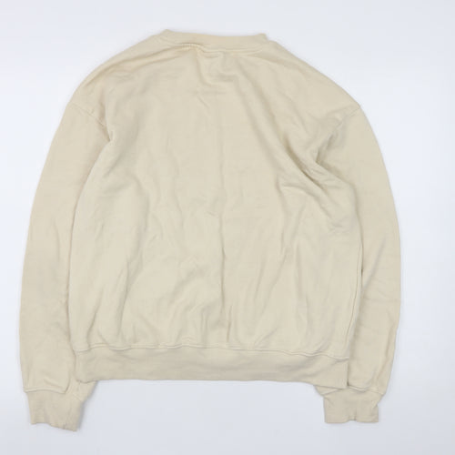 H&M Men's Beige Loose Fit Crew Neck Sweatshirt XS