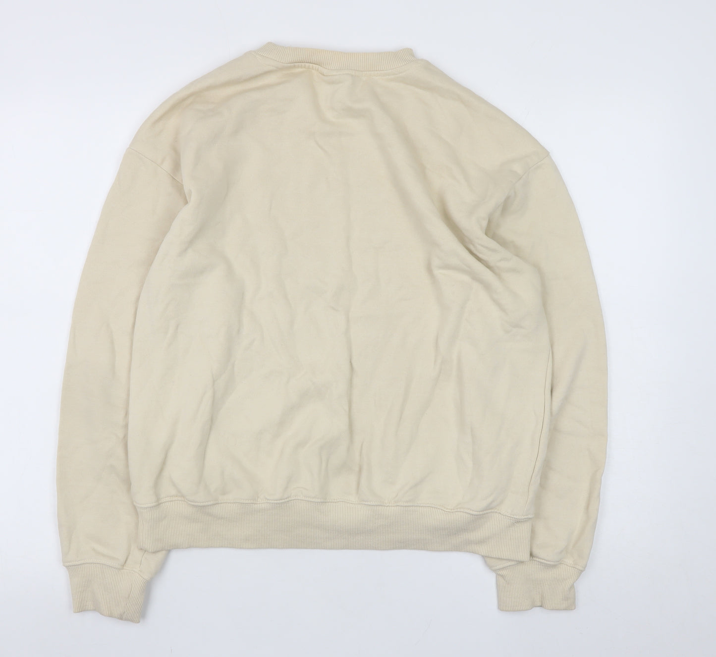 H&M Men's Beige Loose Fit Crew Neck Sweatshirt XS