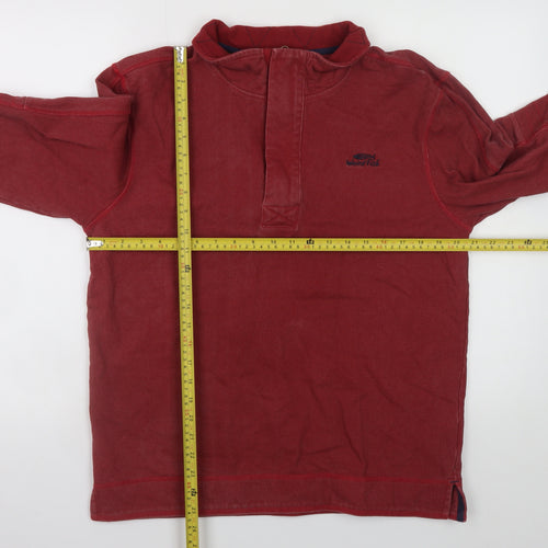 Weird Fish Men's Red Cotton Henley Sweatshirt Size M