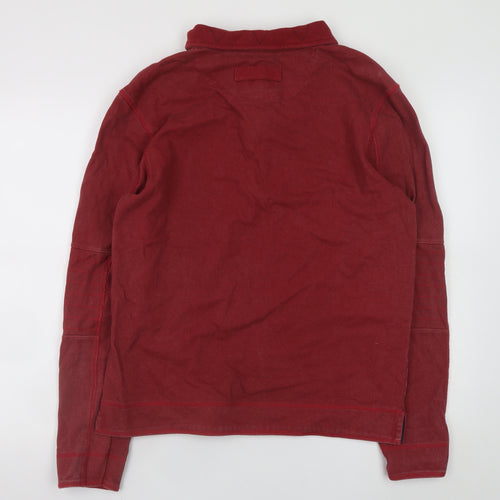 Weird Fish Men's Red Cotton Henley Sweatshirt Size M