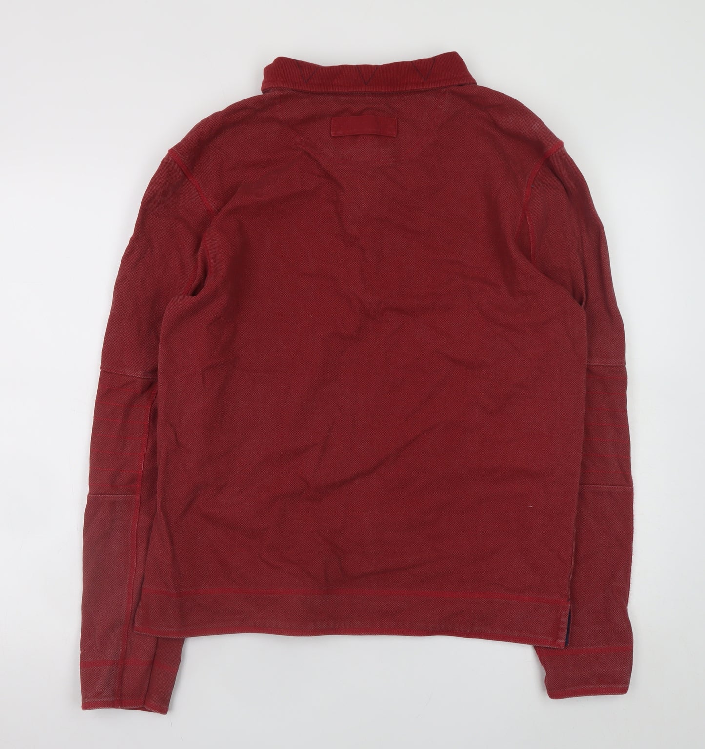 Weird Fish Men's Red Cotton Henley Sweatshirt Size M