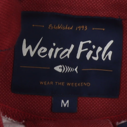 Weird Fish Men's Red Cotton Henley Sweatshirt Size M