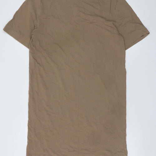 H&M Women Brown T-Shirt Dress Size S Casual Cotton Summer