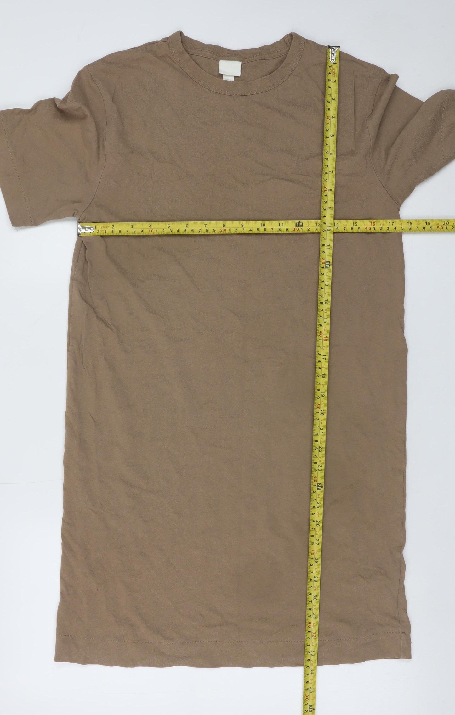 H&M Women Brown T-Shirt Dress Size S Casual Cotton Summer
