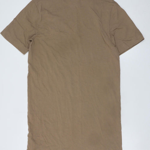 H&M Women Brown T-Shirt Dress Size S Casual Cotton Summer