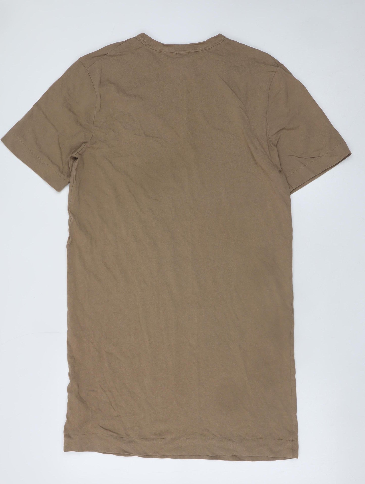 H&M Women Brown T-Shirt Dress Size S Casual Cotton Summer