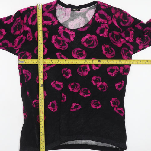 Precis Petite Womens Multicoloured Floral 3/4 Sleeve Viscose Blouse Size S