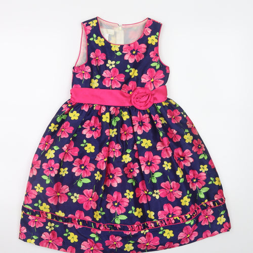 American Princess Girls Multicoloured Floral Fit & Flare Dress Size 12 Years
