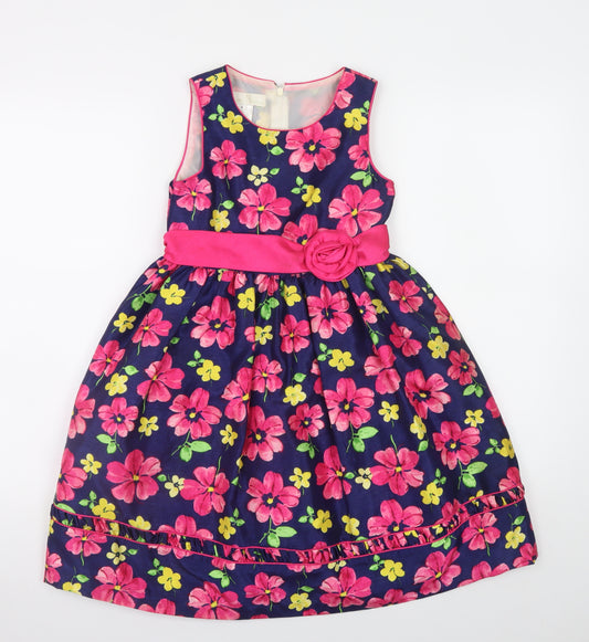 American Princess Girls Multicoloured Floral Fit & Flare Dress Size 12 Years