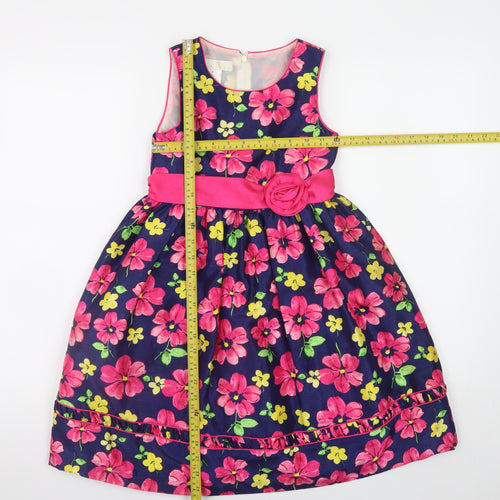 American Princess Girls Multicoloured Floral Fit & Flare Dress Size 12 Years