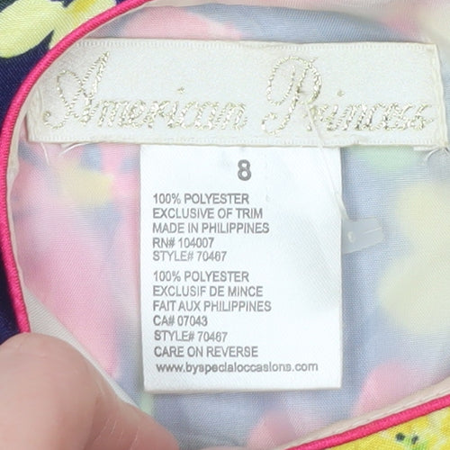 American Princess Girls Multicoloured Floral Fit & Flare Dress Size 12 Years