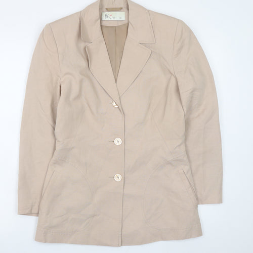 BHS Women Beige Size 10 Classic Linen Blend Blazer Jacket