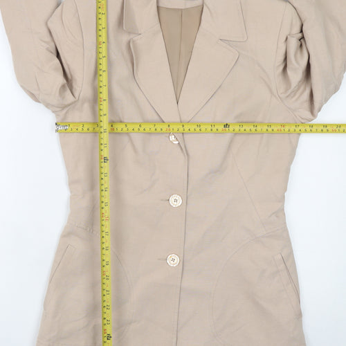 BHS Women Beige Size 10 Classic Linen Blend Blazer Jacket