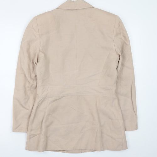 BHS Women Beige Size 10 Classic Linen Blend Blazer Jacket