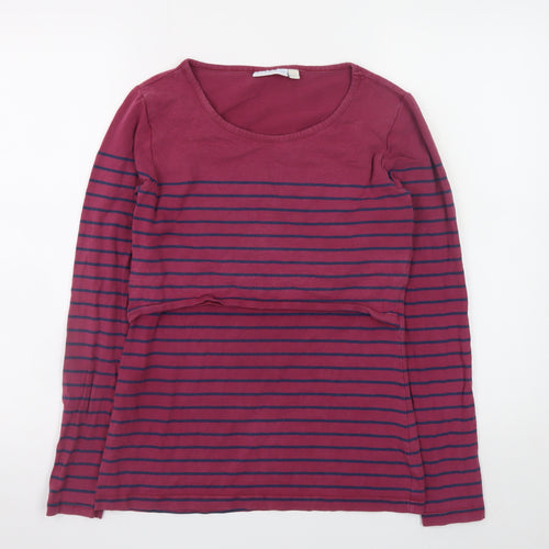 JoJo Maman Bébé Women's Pink Striped Long Sleeve Maternity T-Shirt Size S