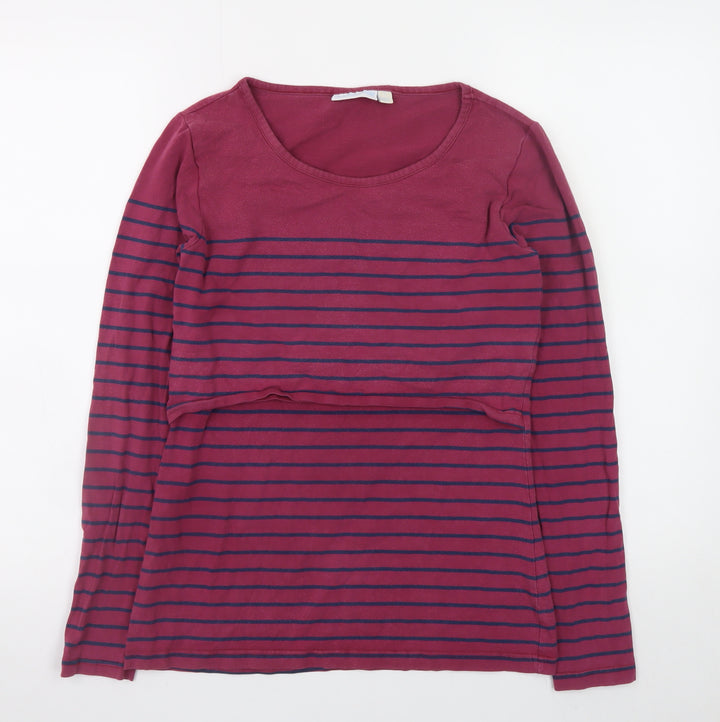 JoJo Maman Bébé Women's Pink Striped Long Sleeve Maternity T-Shirt Size S