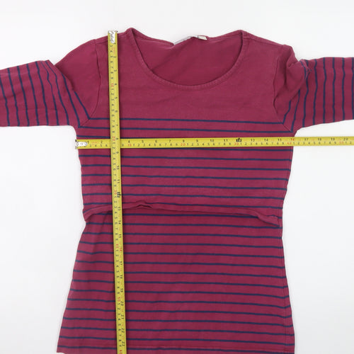 JoJo Maman Bébé Women's Pink Striped Long Sleeve Maternity T-Shirt Size S