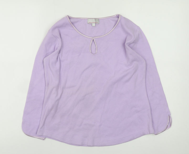 Ambrielle Women’s Purple Long Sleeve Cotton Blend Jersey Blouse M