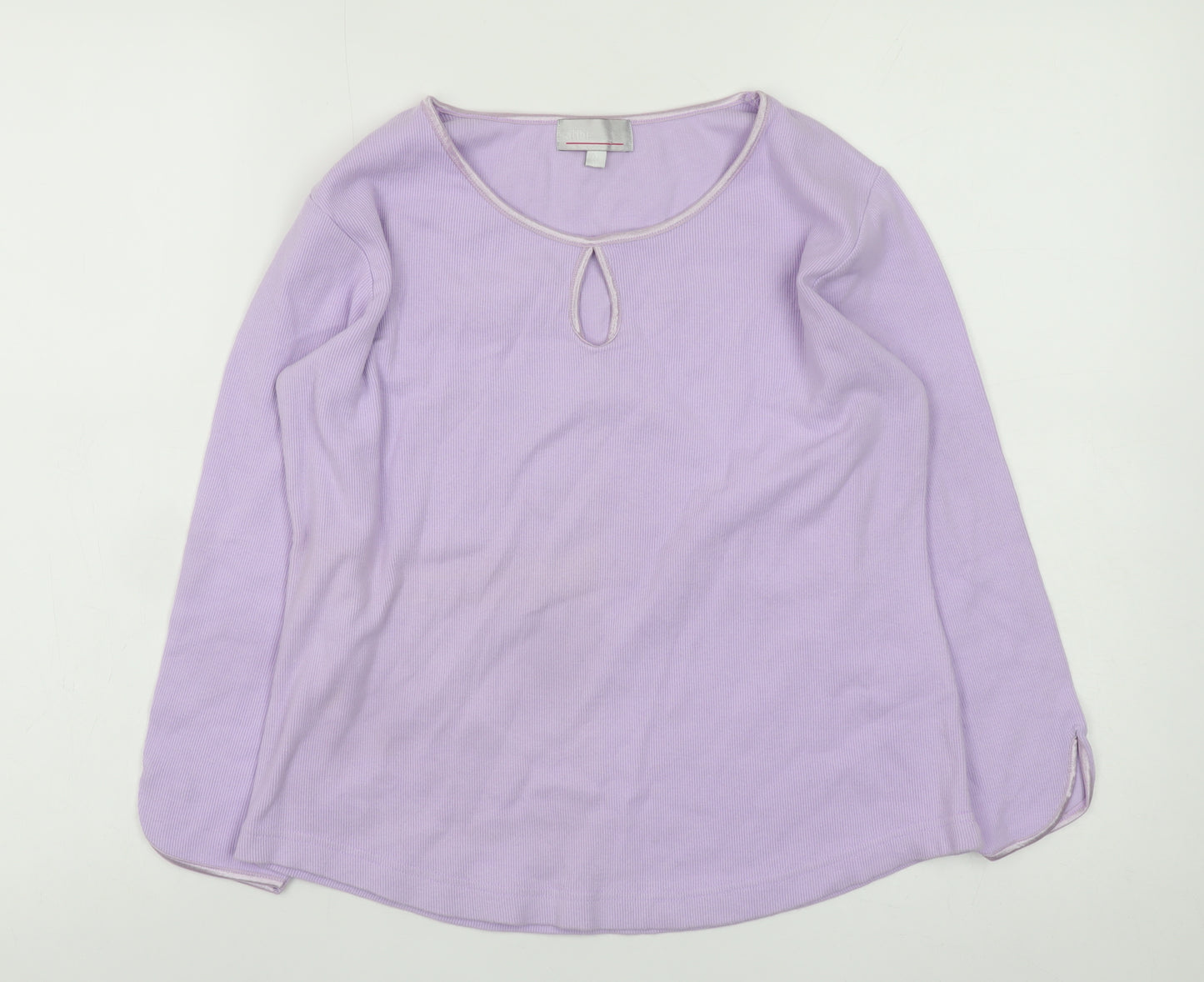 Ambrielle Women’s Purple Long Sleeve Cotton Blend Jersey Blouse M