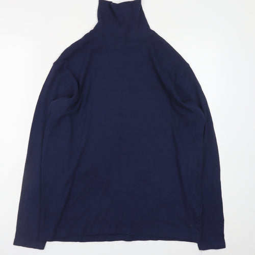 James Pringle Men's Blue Cotton Roll Neck Long Sleeve T-Shirt Size M