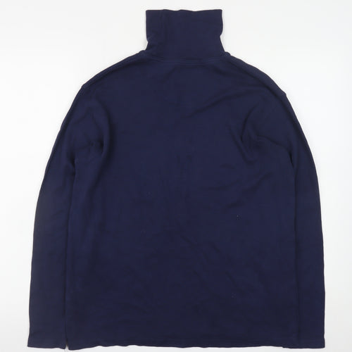 James Pringle Men's Blue Cotton Roll Neck Long Sleeve T-Shirt Size M