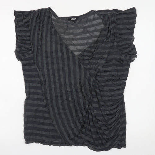Marks and Spencer Per Una Speziale Black Stripe Wrap Blouse Women's Size 18