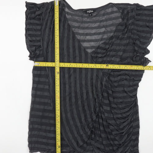 Marks and Spencer Per Una Speziale Black Stripe Wrap Blouse Women's Size 18