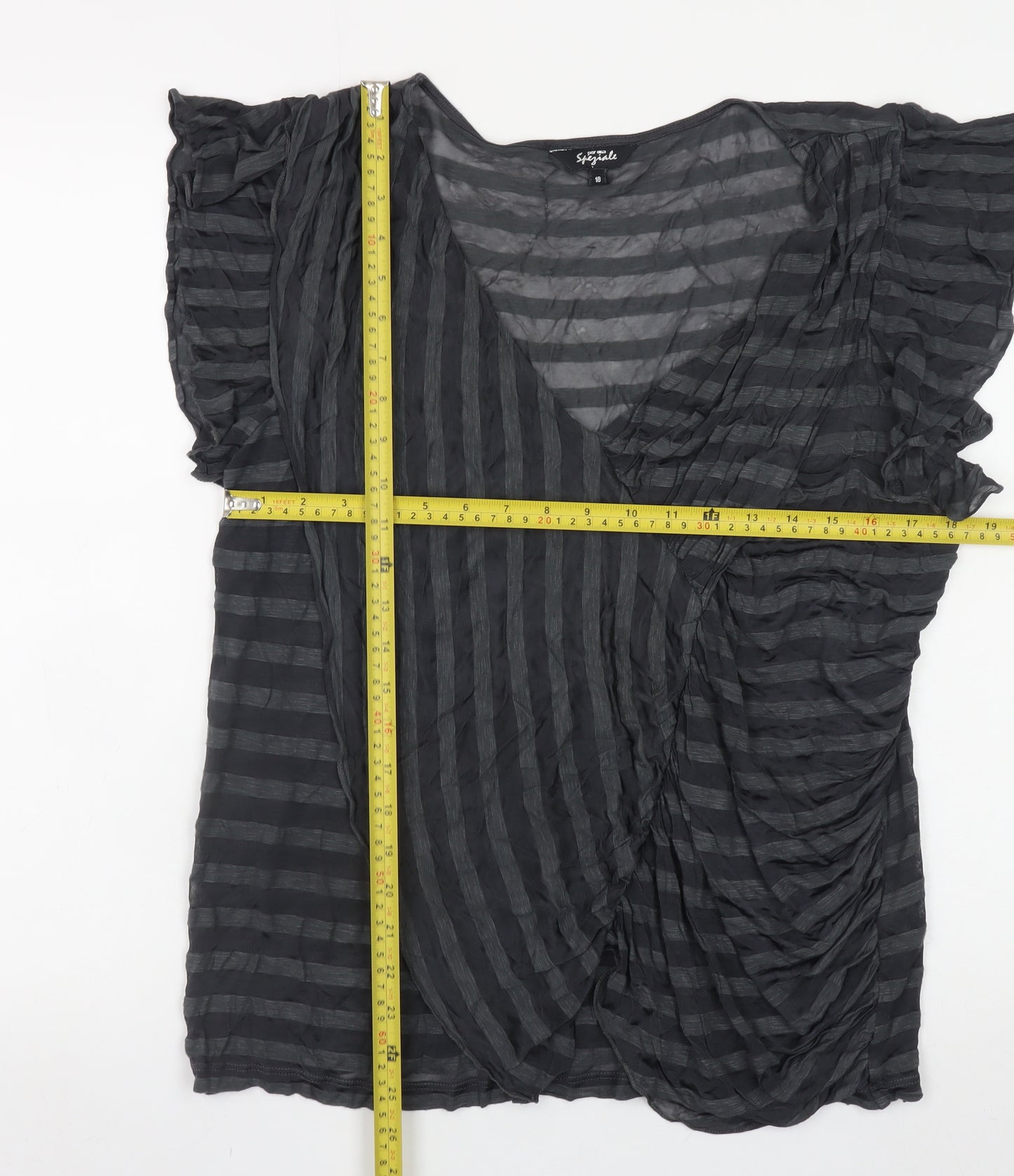 Marks and Spencer Per Una Speziale Black Stripe Wrap Blouse Women's Size 18