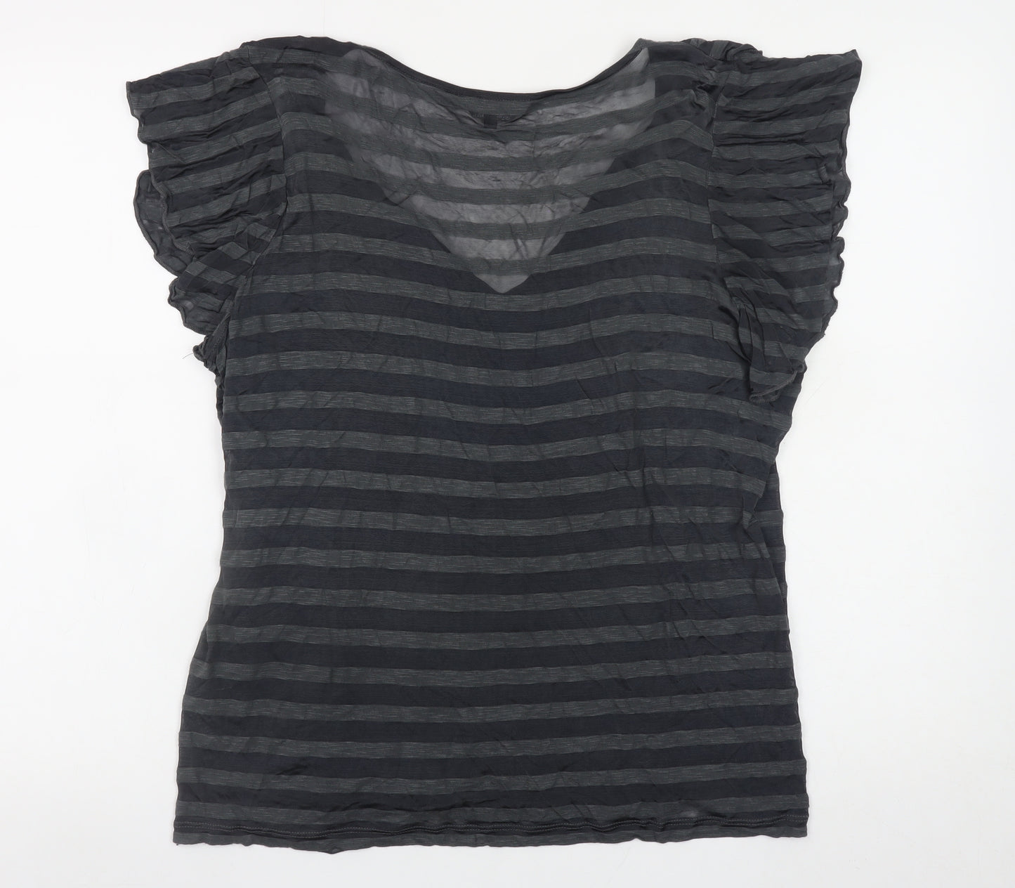 Marks and Spencer Per Una Speziale Black Stripe Wrap Blouse Women's Size 18