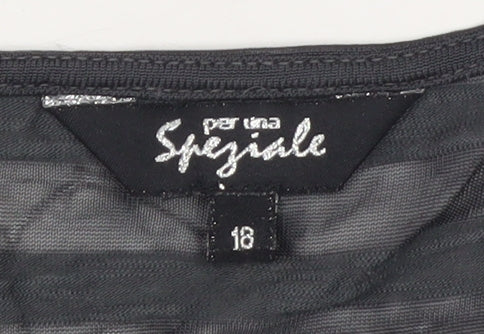 Marks and Spencer Per Una Speziale Black Stripe Wrap Blouse Women's Size 18