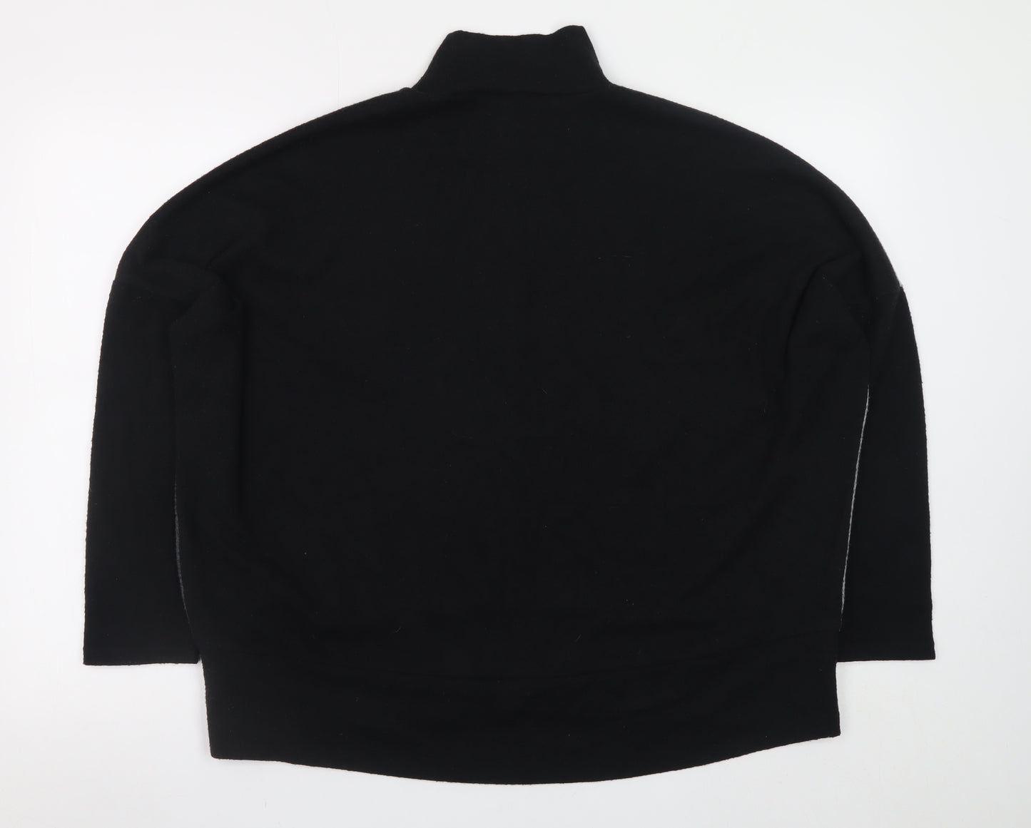 M&Co Women’s Grey Black Colour Block Mock Neck Long Sleeve Jumper Size 12