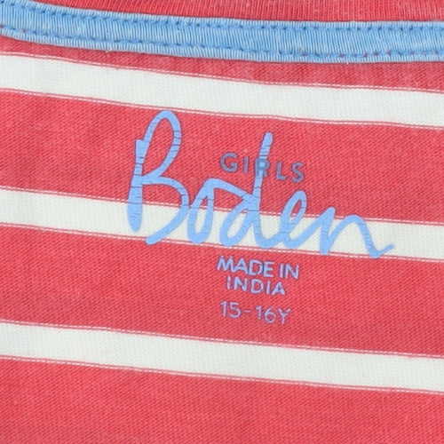 Boden Girls Red Striped Long Sleeve Cotton T-Shirt 15-16 Years