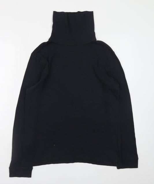 Mountain Warehouse Mens Black Roll Neck Long Sleeve Cotton Top L