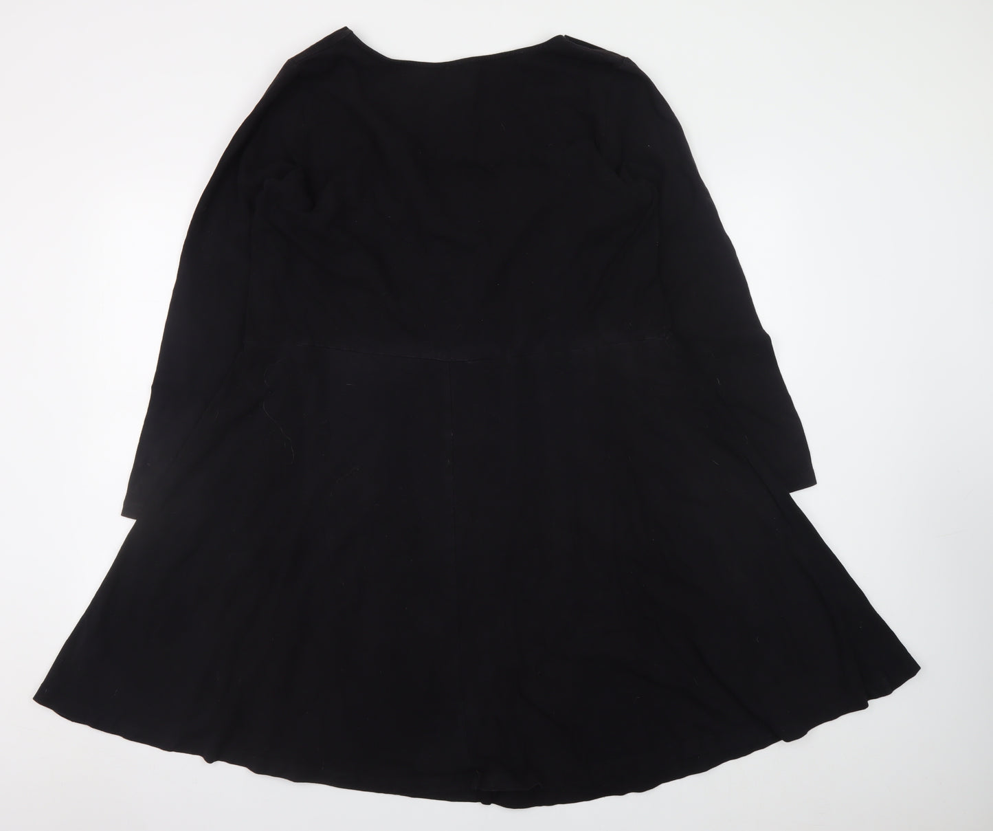 ASOS Women Black Size 14 Skater Dress Long Sleeve Square Neck