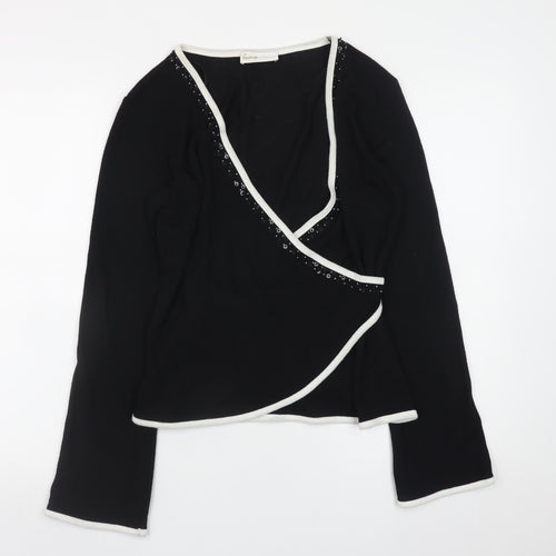 George Women’s Black Wrap V-Neck Long Sleeve Jumper Size 14