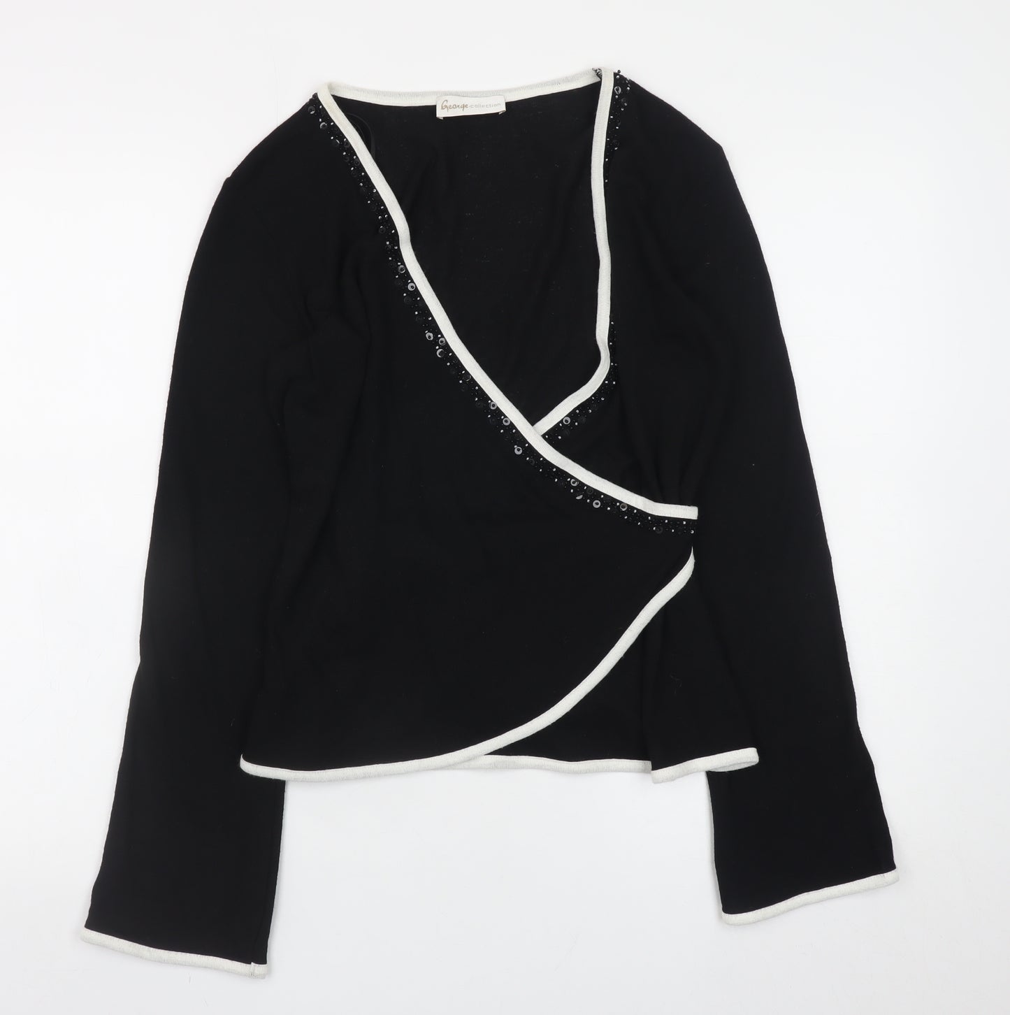 George Women’s Black Wrap V-Neck Long Sleeve Jumper Size 14
