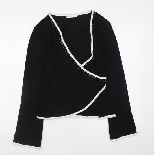 George Women’s Black Wrap V-Neck Long Sleeve Jumper Size 14