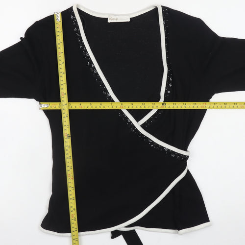George Women’s Black Wrap V-Neck Long Sleeve Jumper Size 14