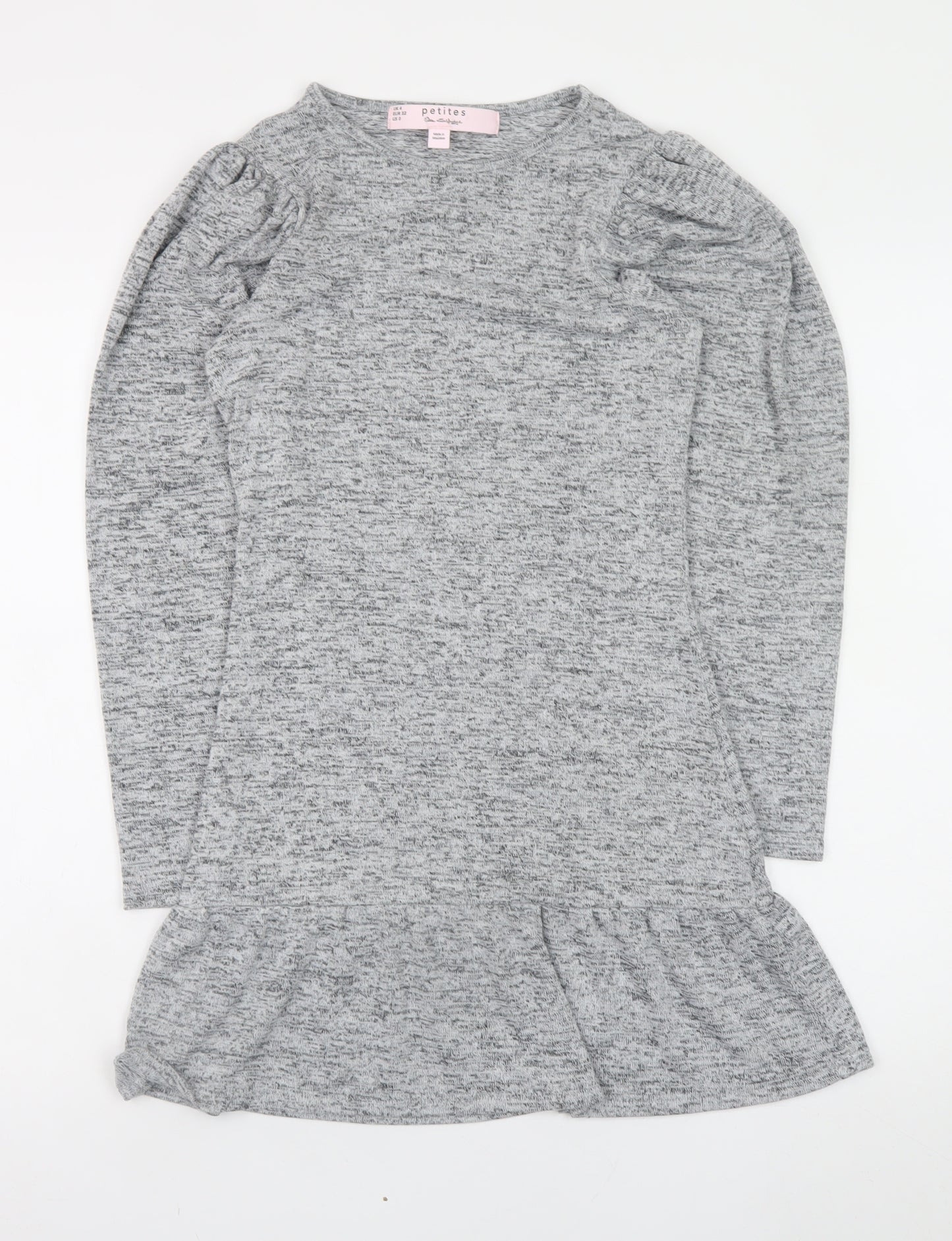 Miss Selfridge Petites Grey Bodycon Ruffle Knit Dress UK 4