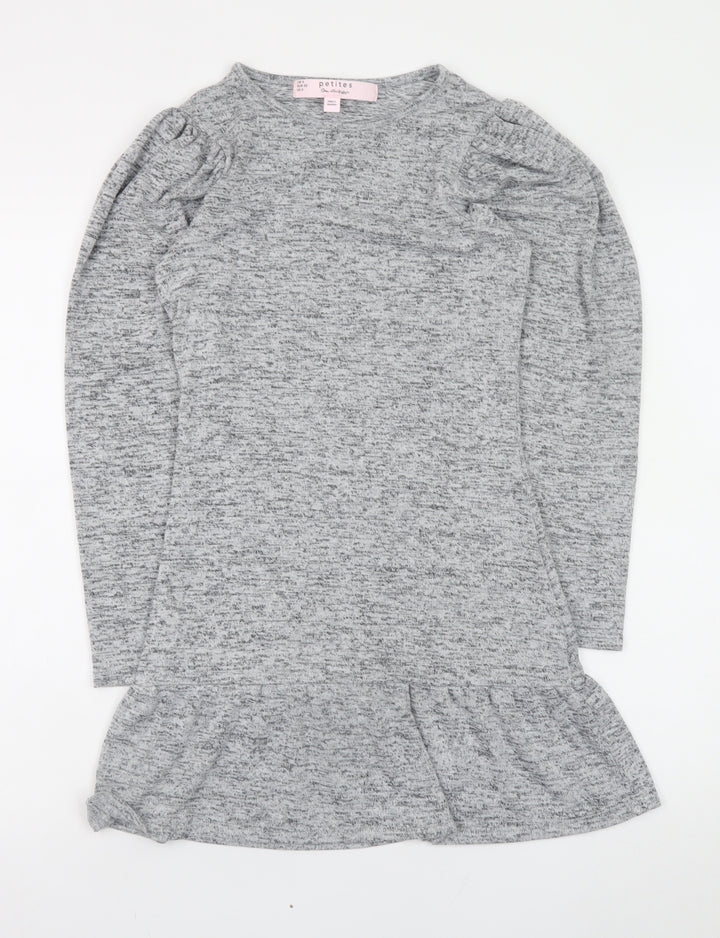 Miss Selfridge Petites Grey Bodycon Ruffle Knit Dress UK 4