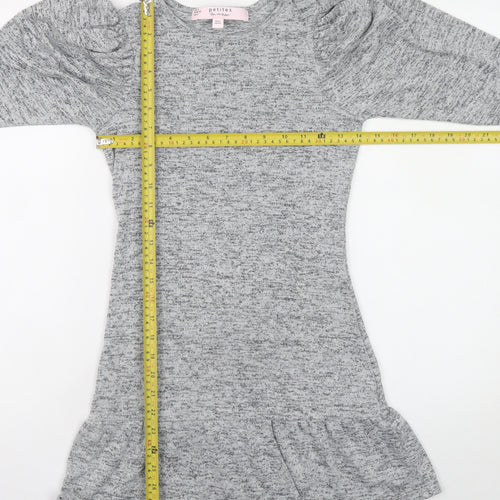 Miss Selfridge Petites Grey Bodycon Ruffle Knit Dress UK 4