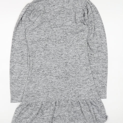 Miss Selfridge Petites Grey Bodycon Ruffle Knit Dress UK 4